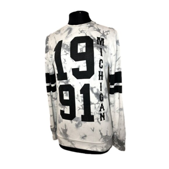 H&M Gray Tie Die Michigan 1991 Pullover Sweatshirt Women’s XS - Picture 1 of 5